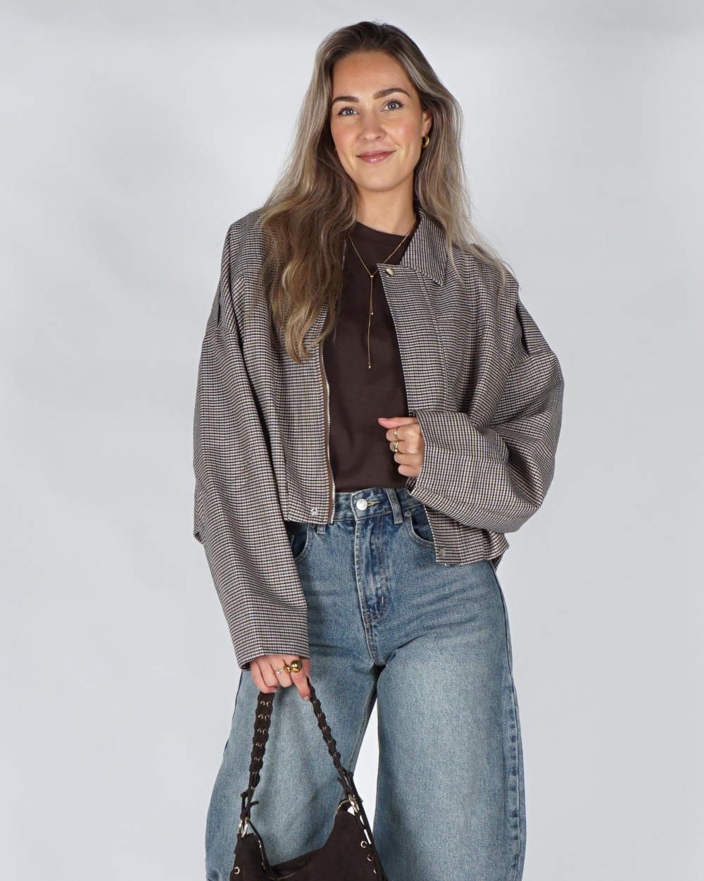 Gossip CHECKERED BALLON JACKET Bruin