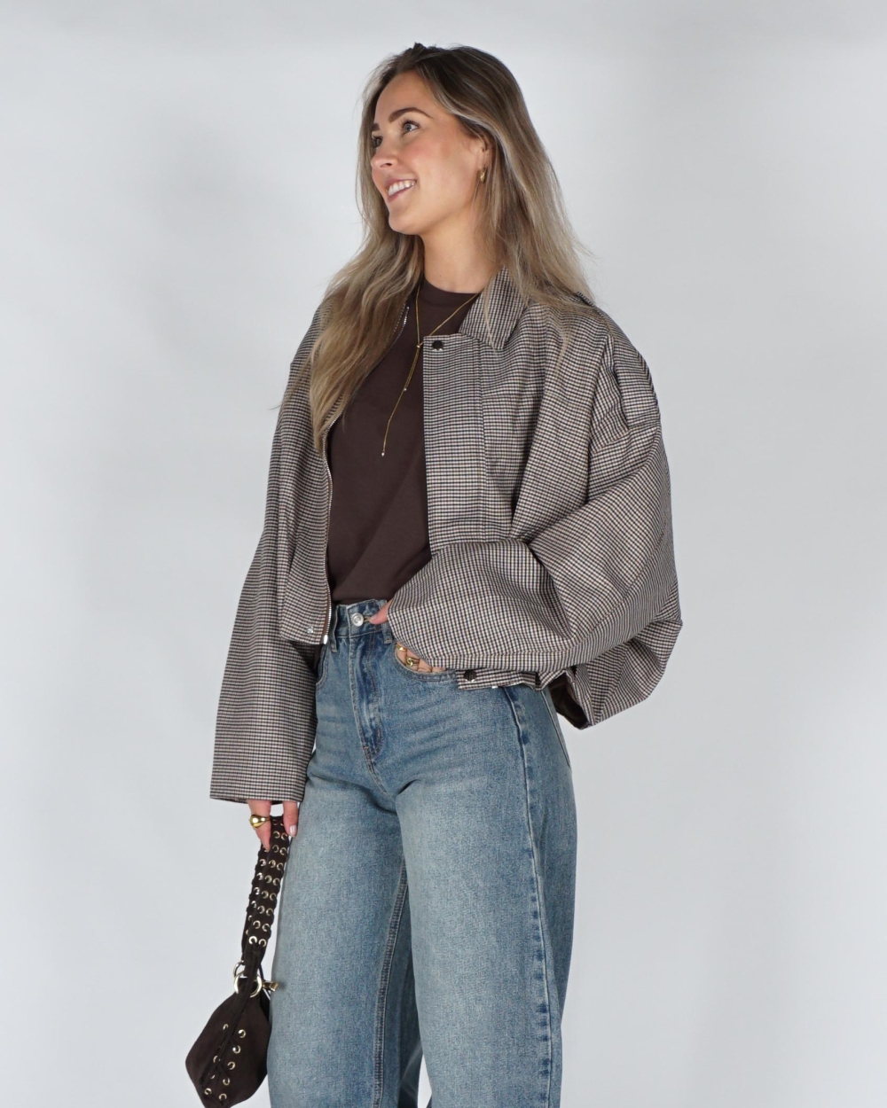 Gossip CHECKERED BALLON JACKET Bruin