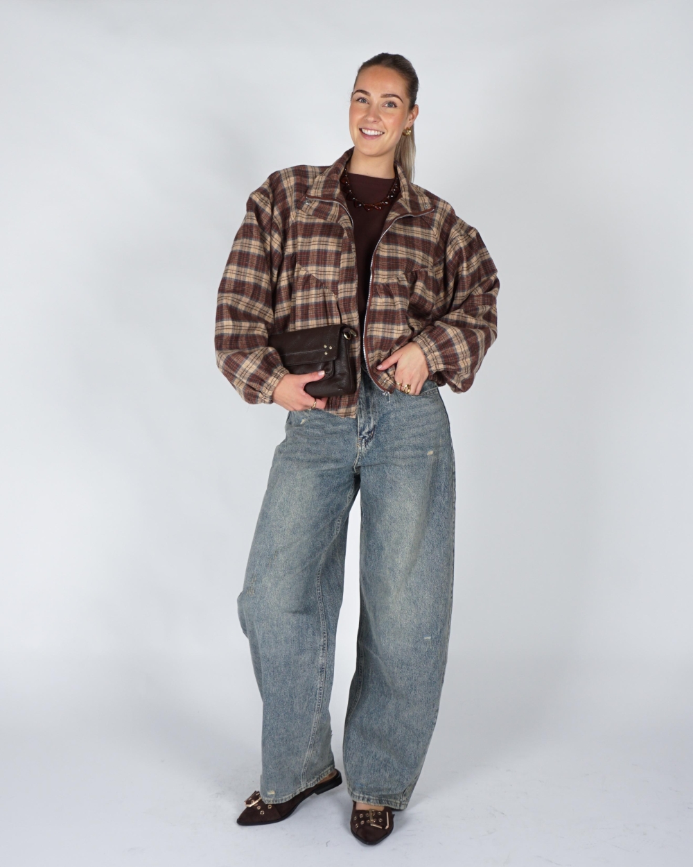 Gossip FANEL CHECK JACKET Bruin