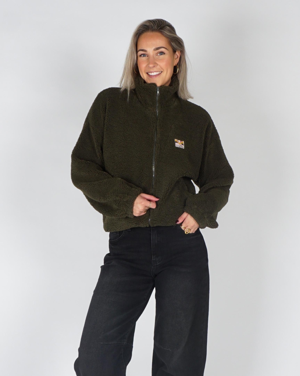Gossip TEDDY JACKET Donkergroen