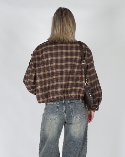 Gossip CHECKERED JACKET SCHOUDERDETAIL Bruin