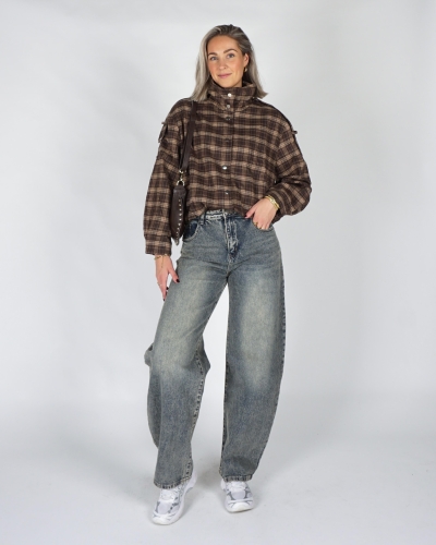 Gossip CHECKERED JACKET SCHOUDERDETAIL Bruin