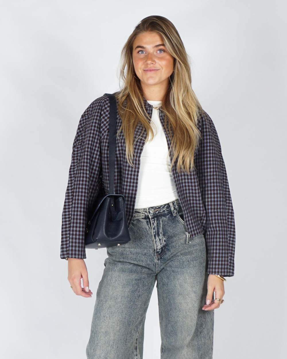Gossip BALLON CHECK JACKET Bruin