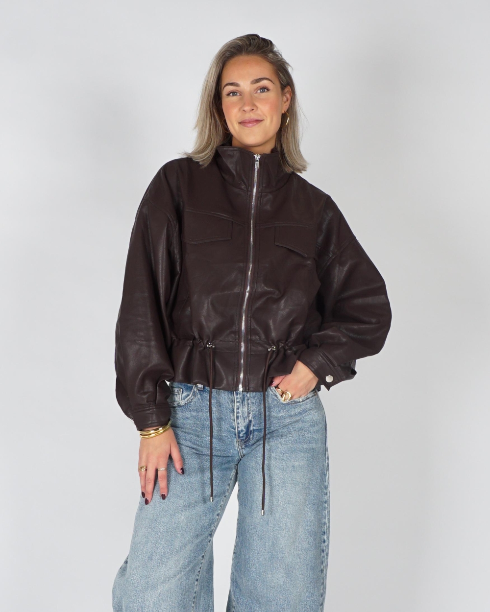 Gossip PEPLUM PU JACKET Bruin