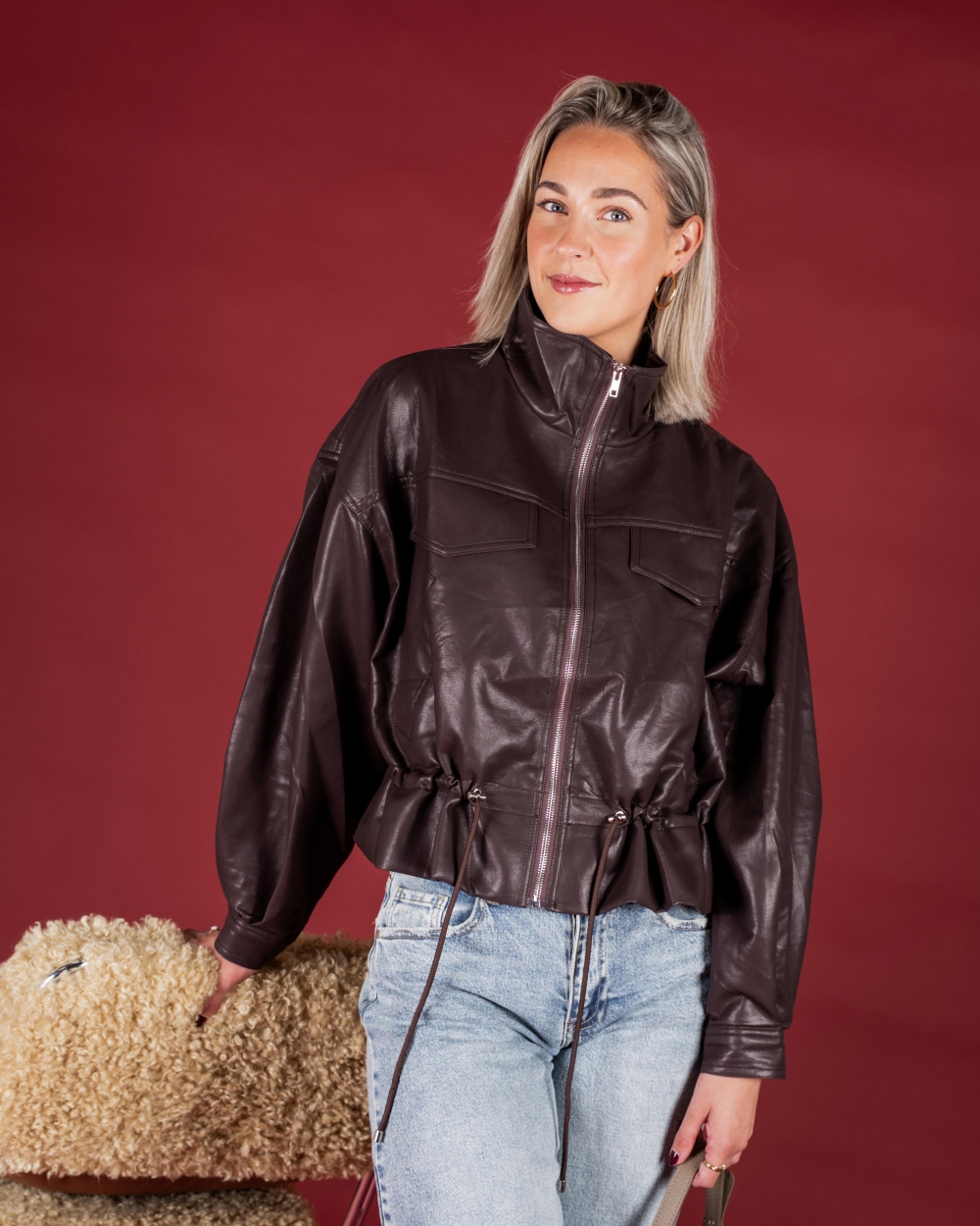 Gossip PEPLUM PU JACKET Bruin