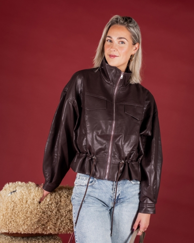 Gossip 9046 PEPLUM PU JACKET