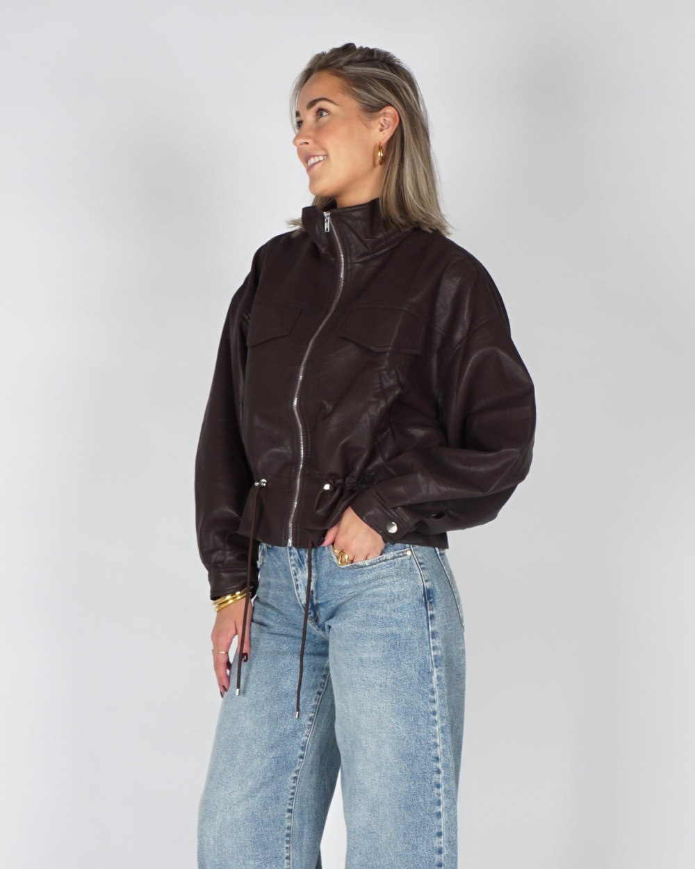 Gossip PEPLUM PU JACKET Bruin