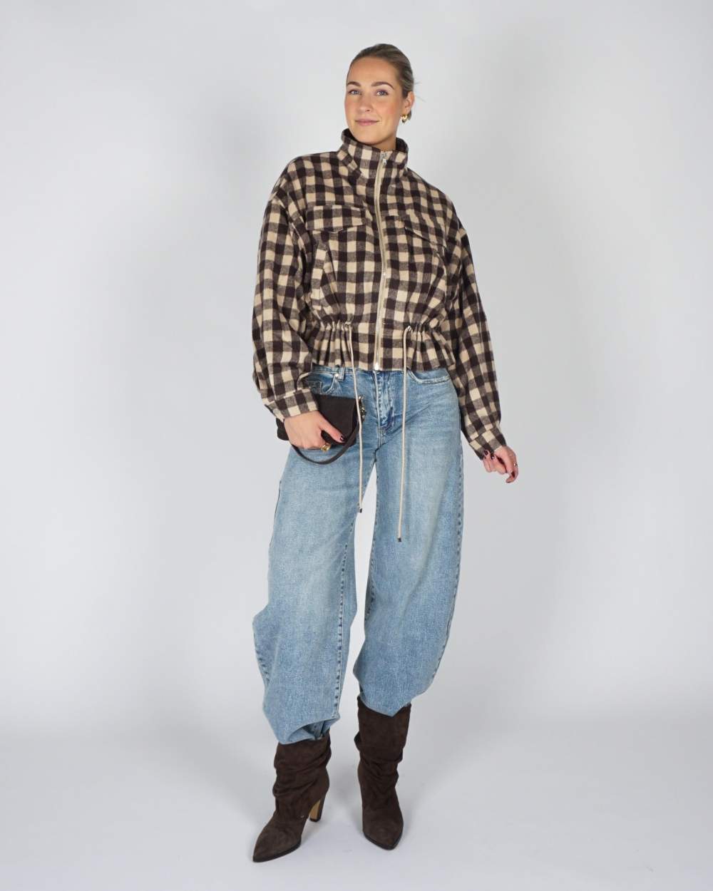 Gossip PEPLUM CHECK JACKET Bruin