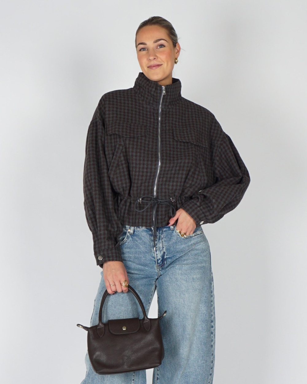 Gossip PEPLUM CHECK JACKET Bruin