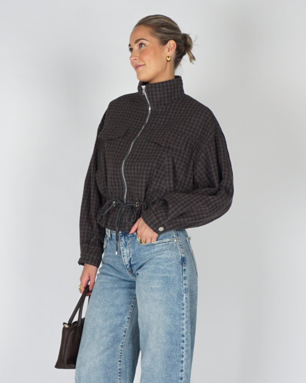 Gossip PEPLUM CHECK JACKET Bruin