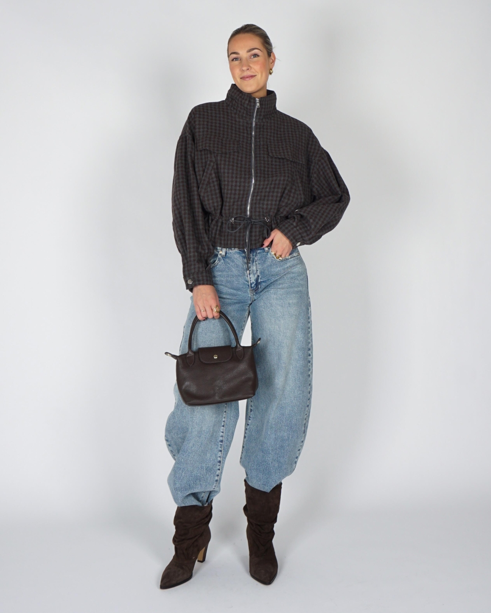 Gossip PEPLUM CHECK JACKET Bruin