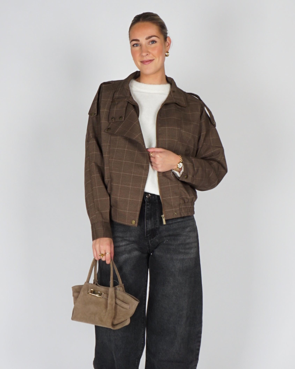 Gossip CHECK JACKET MEIKE Bruin
