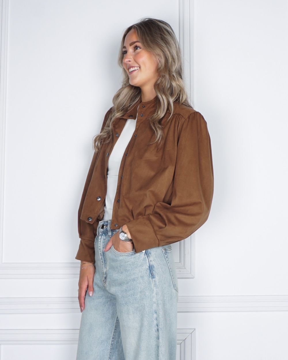 SUEDE BOMBERJASJE CAMEL