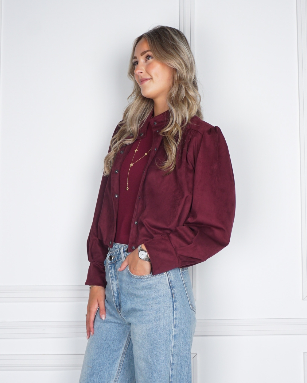 SUEDE BOMBERJASJE BORDEAUX