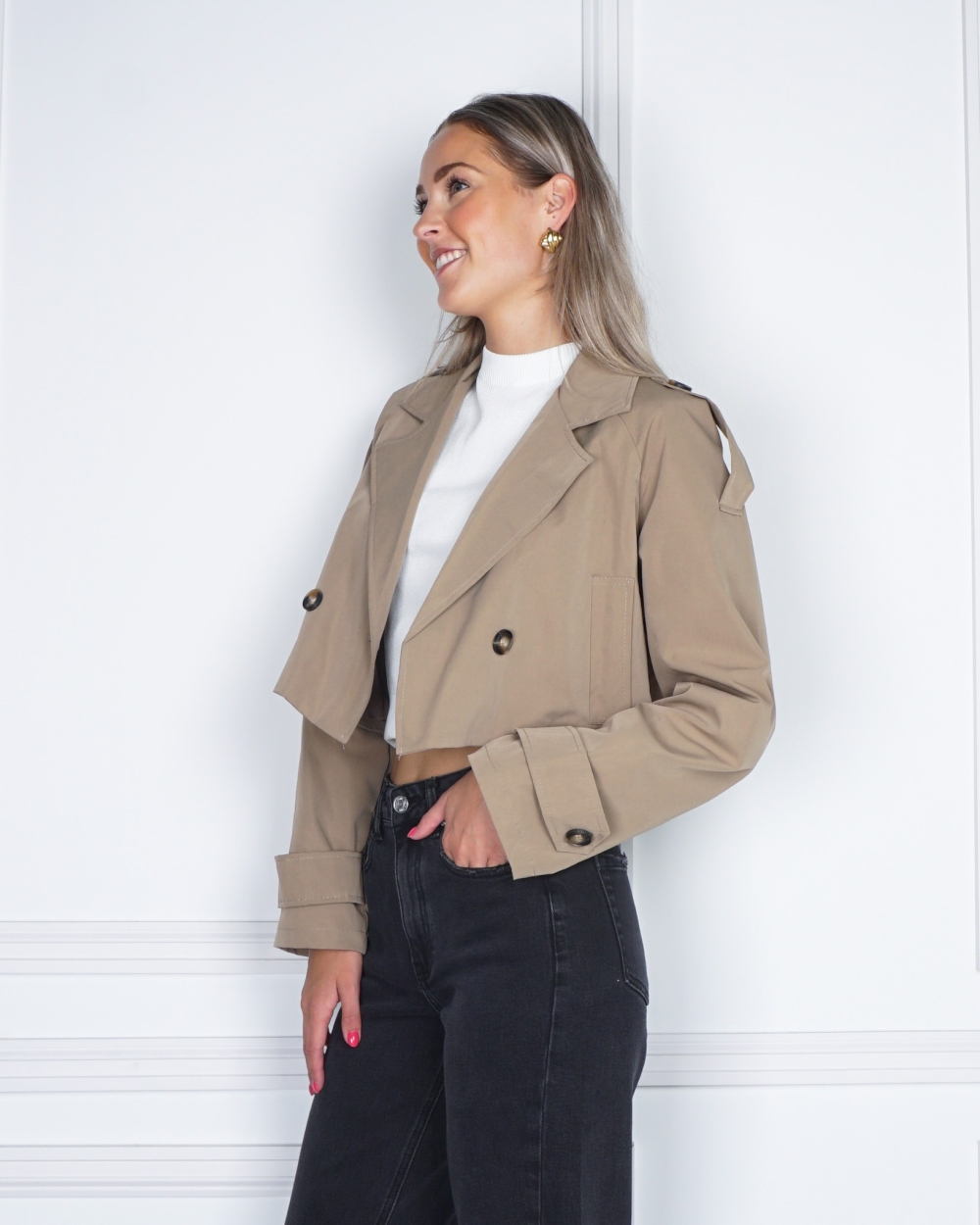 CROPPED TRENCHCOAT KHAKI