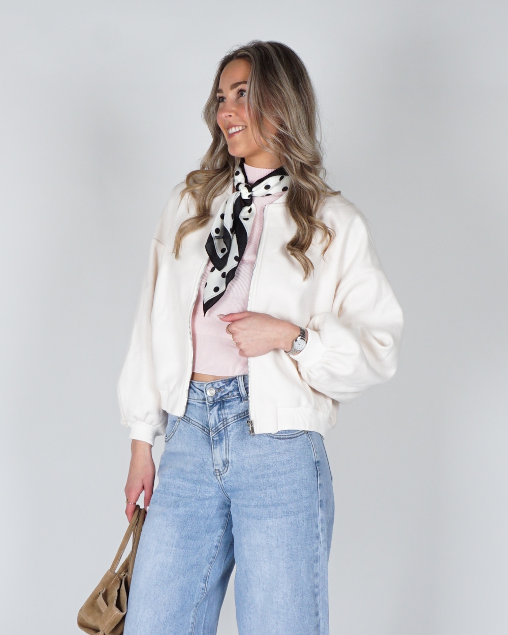 BOMBER MET BALLONMOUW ECRU