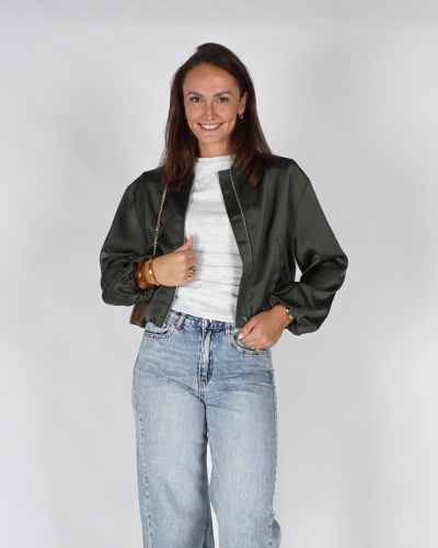 Neo Noir JACKET DENIELLE SATIJN Donkergroen