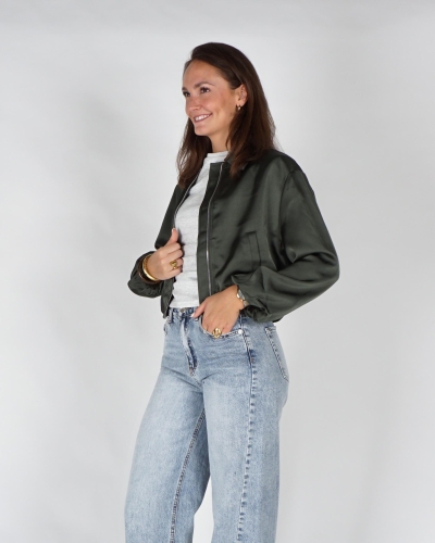 Neo Noir JACKET DENIELLE SATIJN Donkergroen