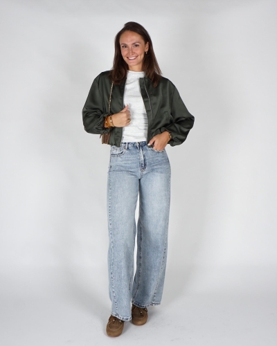 Neo Noir JACKET DENIELLE SATIJN Donkergroen