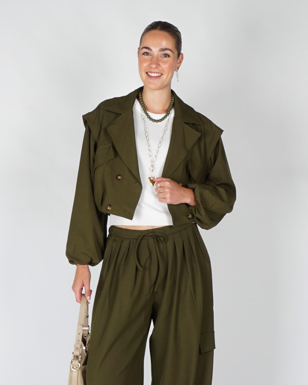 Refined Department BOMBER TRENCHCOAT LAYA Donkergroen