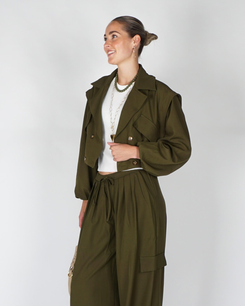 Refined Department BOMBER TRENCHCOAT LAYA Donkergroen