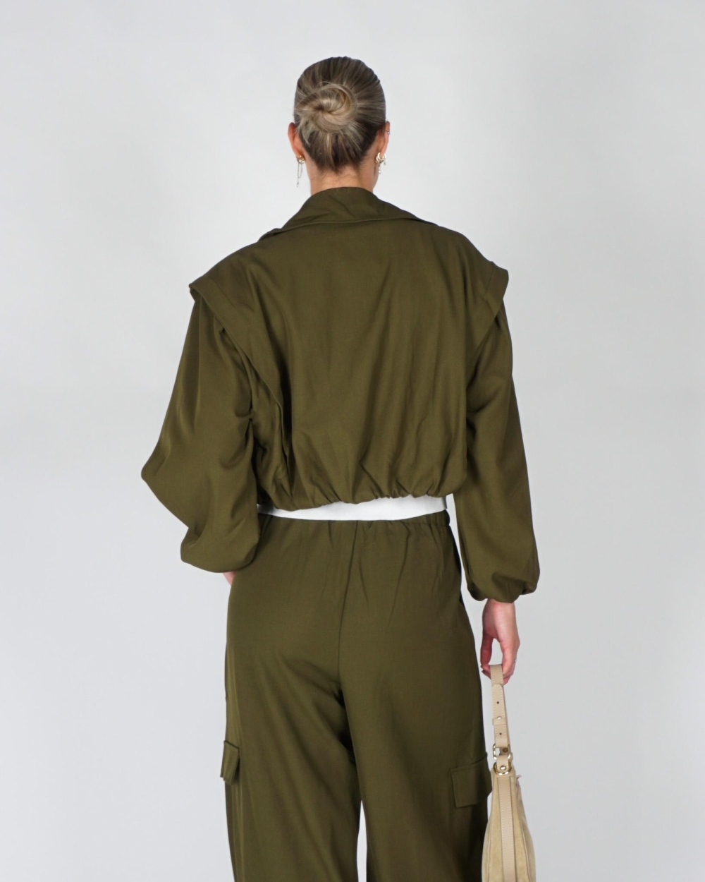 Refined Department BOMBER TRENCHCOAT LAYA Donkergroen