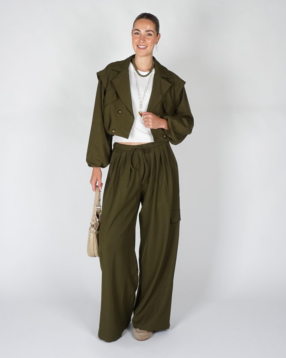Refined Department BOMBER TRENCHCOAT LAYA Donkergroen