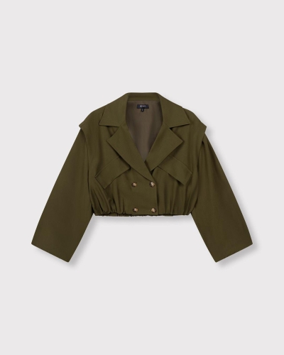 Refined Department BOMBER TRENCHCOAT LAYA Donkergroen