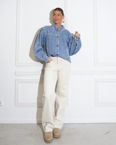OVERSIZED DENIM JACKET BLAUW