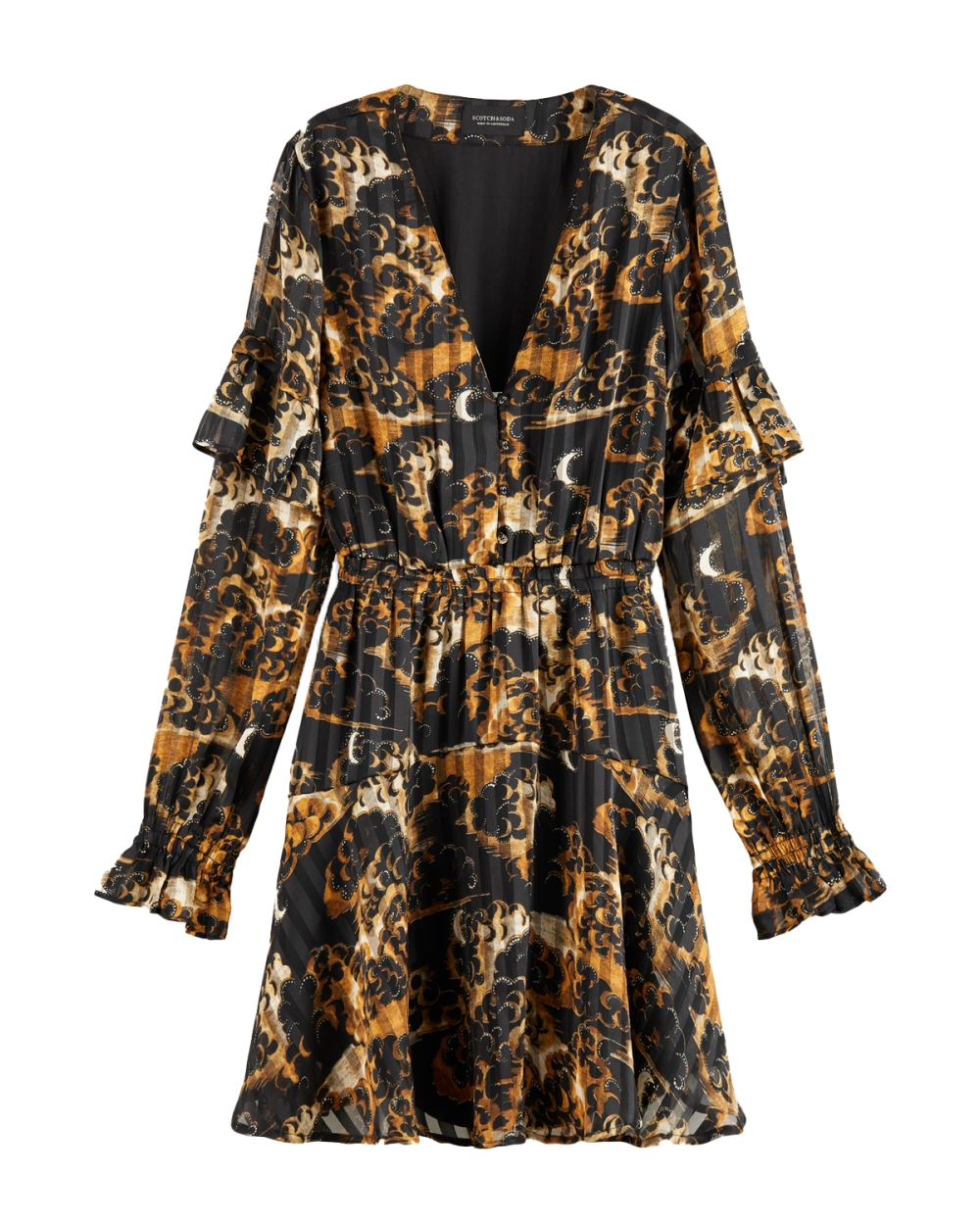 PRINTED LONG-SLEEVED MINI-DRESS