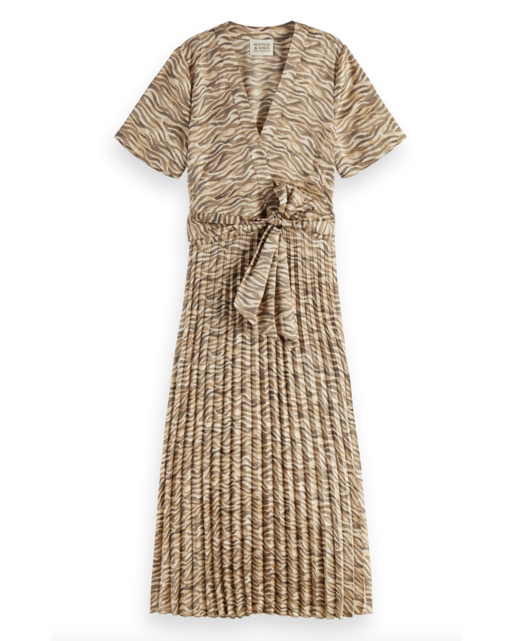 PRINTED SHIRT DRESS WITH PLEATED SK