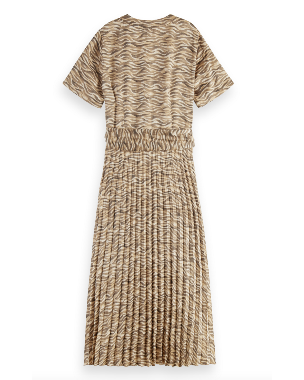 PRINTED SHIRT DRESS WITH PLEATED SK
