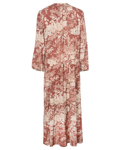 PRINTED DRESS LONG RED