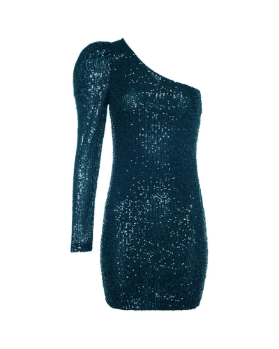 Gossip ONE SHOULDER DRESS BLAUW