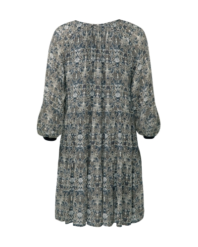 PRINTED RUFFLE DRESS OMBRE BLUE DESSIN 