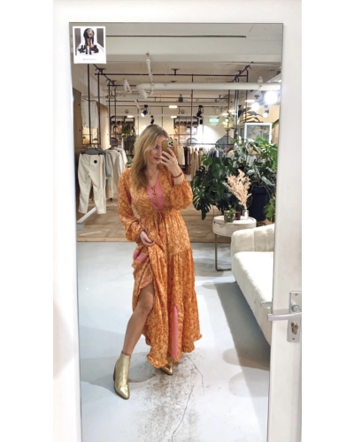 MAXI JURK ANNABEL ORANJE ROZE