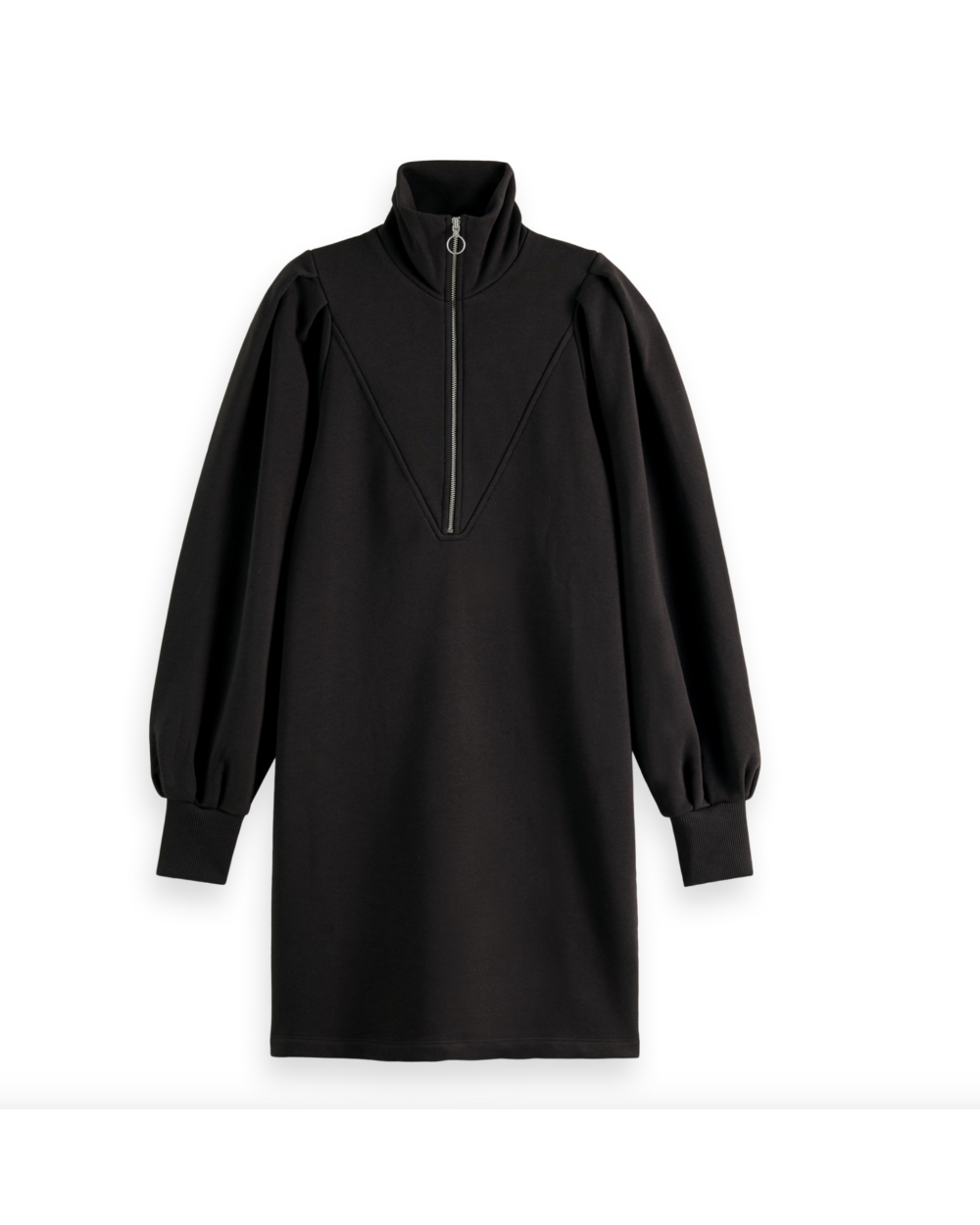 SWEATER JURK MET RITS ZWART