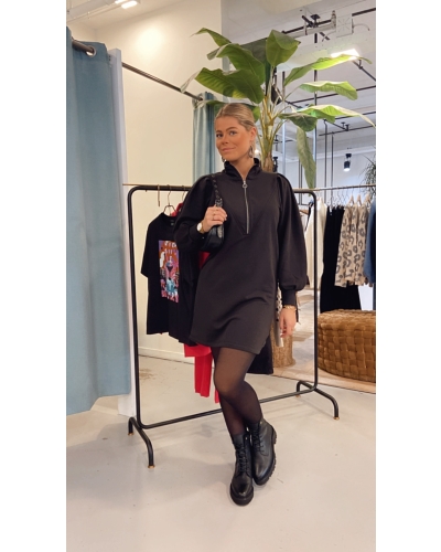 Scotch & Soda SWEATER JURK MET RITS ZWART