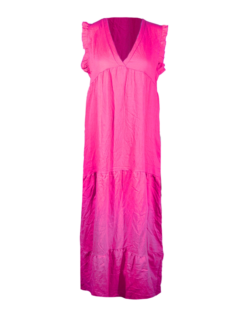 MAXI JURK MET RUFFLE ROZE