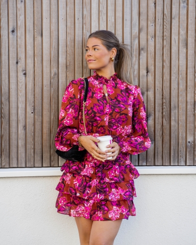 Gossip JURK NINA ORANJE FUCHSIA