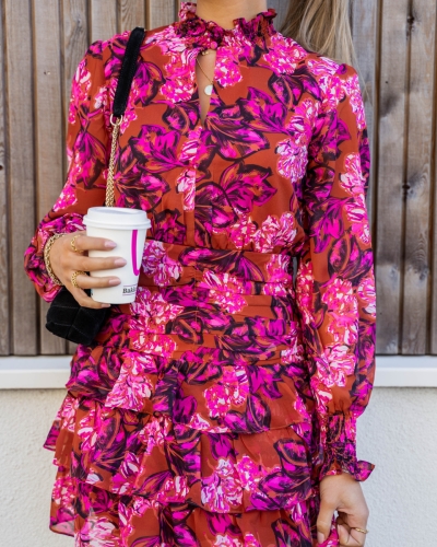 JURK NINA ORANJE FUCHSIA