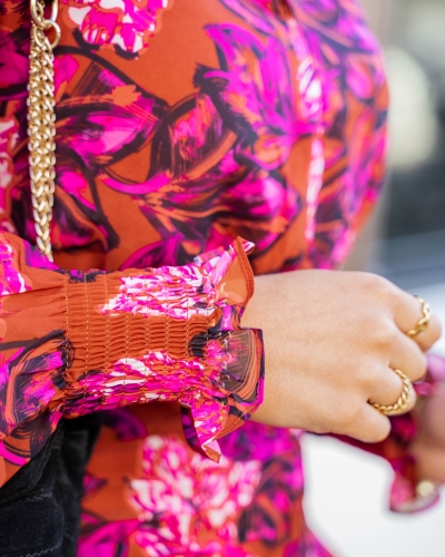 JURK NINA ORANJE FUCHSIA