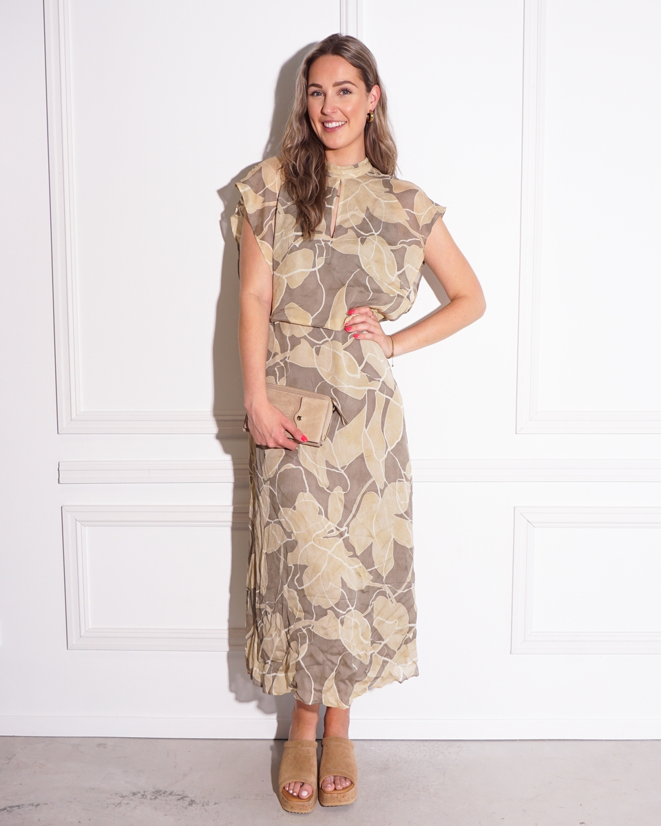 MOUWLOZE JURK MET PRINT GROEN