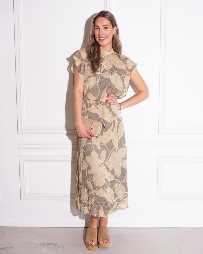 MOUWLOZE JURK MET PRINT GROEN