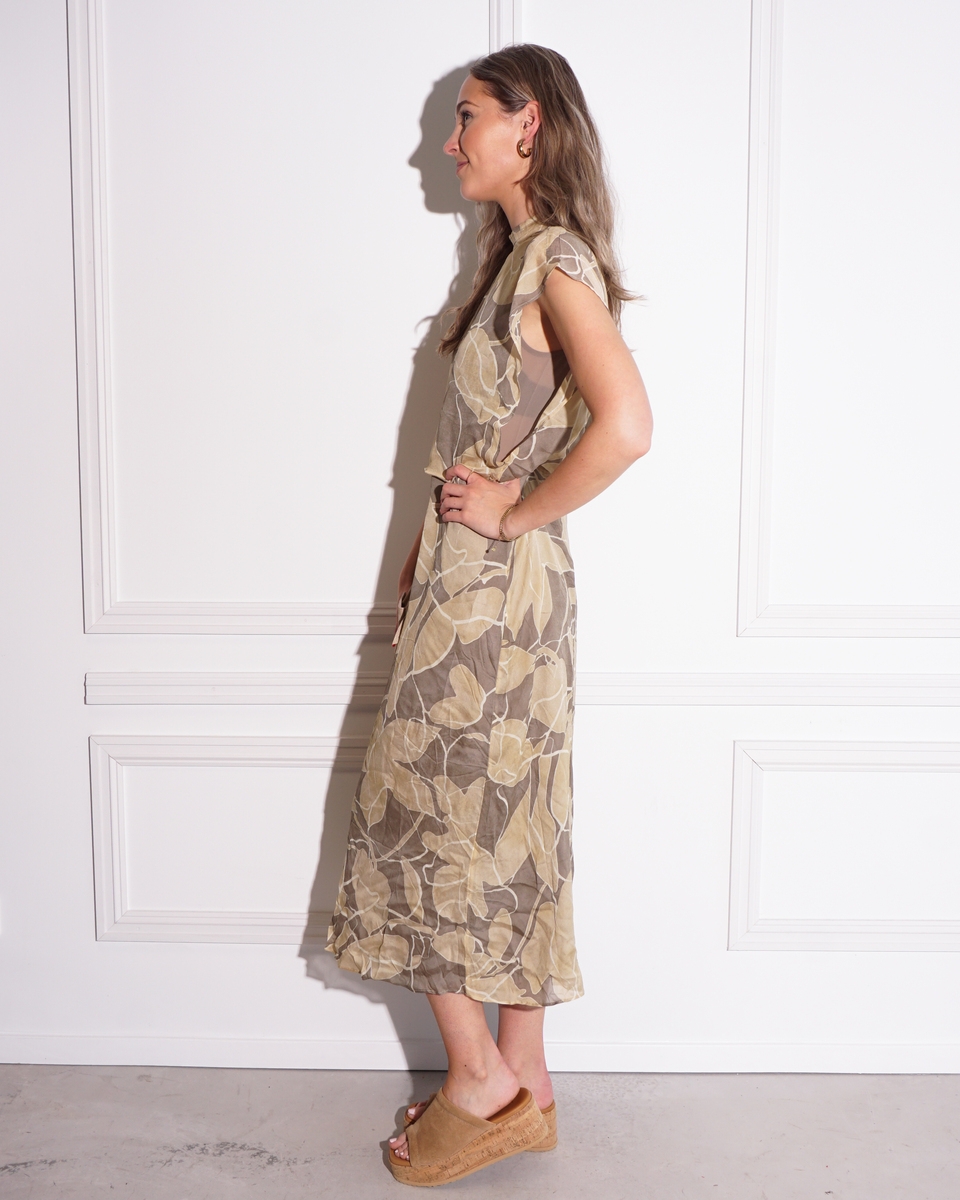 MOUWLOZE JURK MET PRINT GROEN