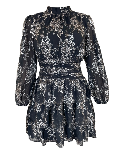 Gossip JURK RETRO FESTIVE ZWART/GOUD