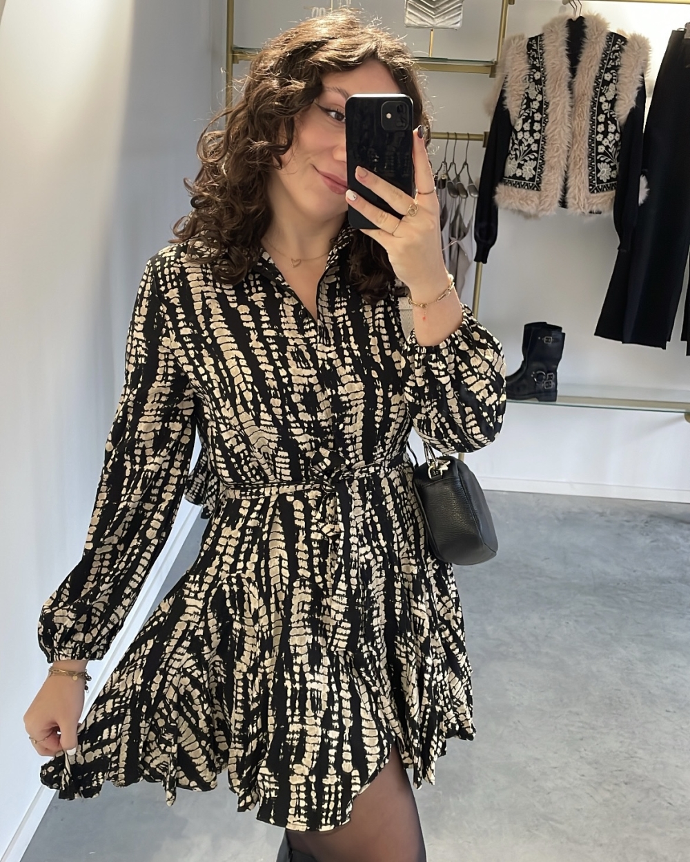 JURK EVIE ZWART/BEIGE