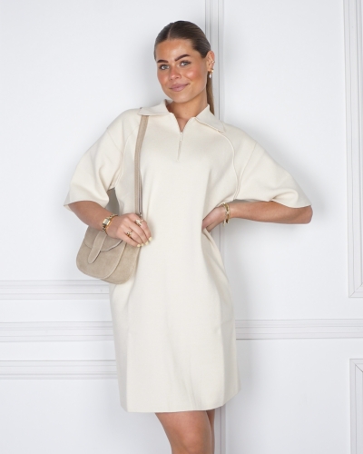 YAYA POLO JURK MET RITS BEIGE