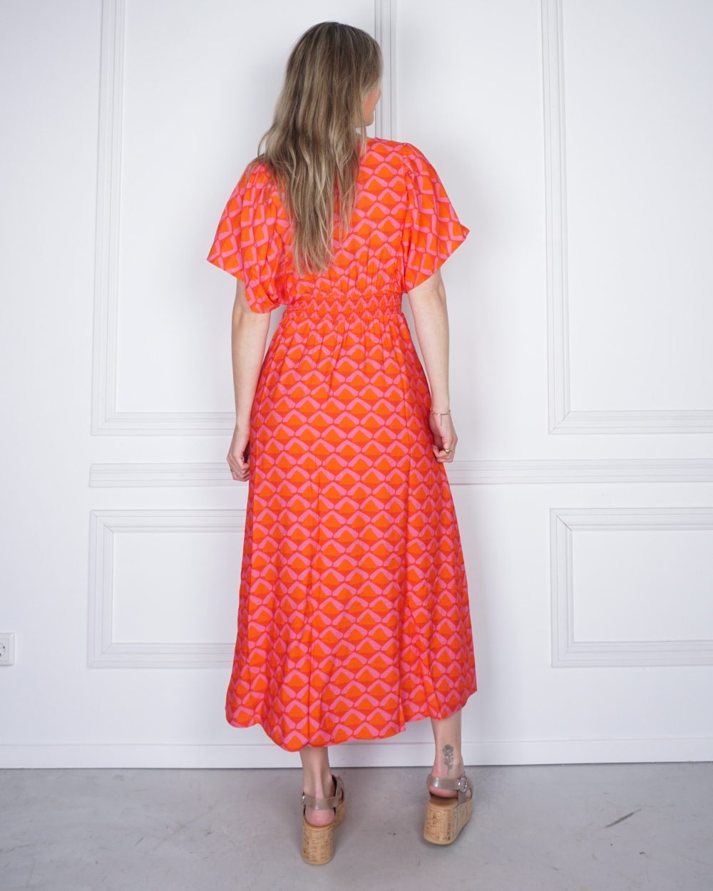 MAXI JURK ROZE/ORANJE