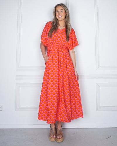MAXI JURK ROZE/ORANJE